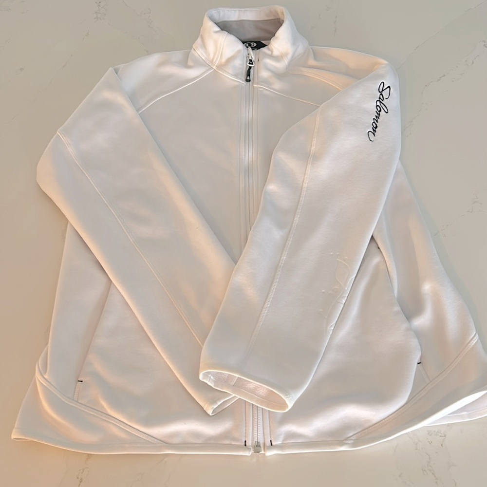 ✨Host Pick✨Salomon White Zip up Woman Sweater Fleece Ski Athletic Size XL